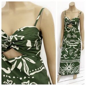 House of Harlow 1960 Tie Front Green and White Maxi Dress. Size XS/S.